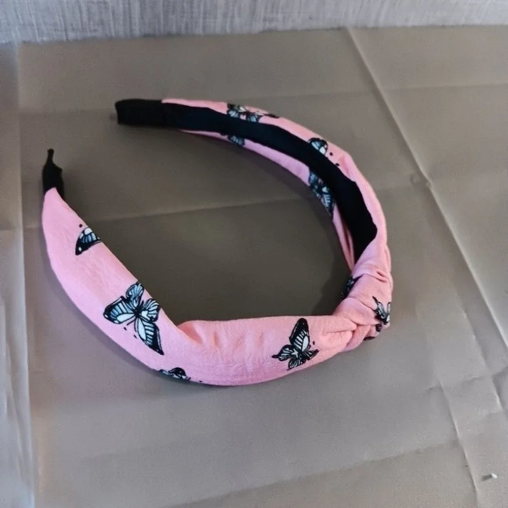 Pink Butterfly Top Knot Headband Boho‎ Cottagecore Ethereal Fairycore Hair Band